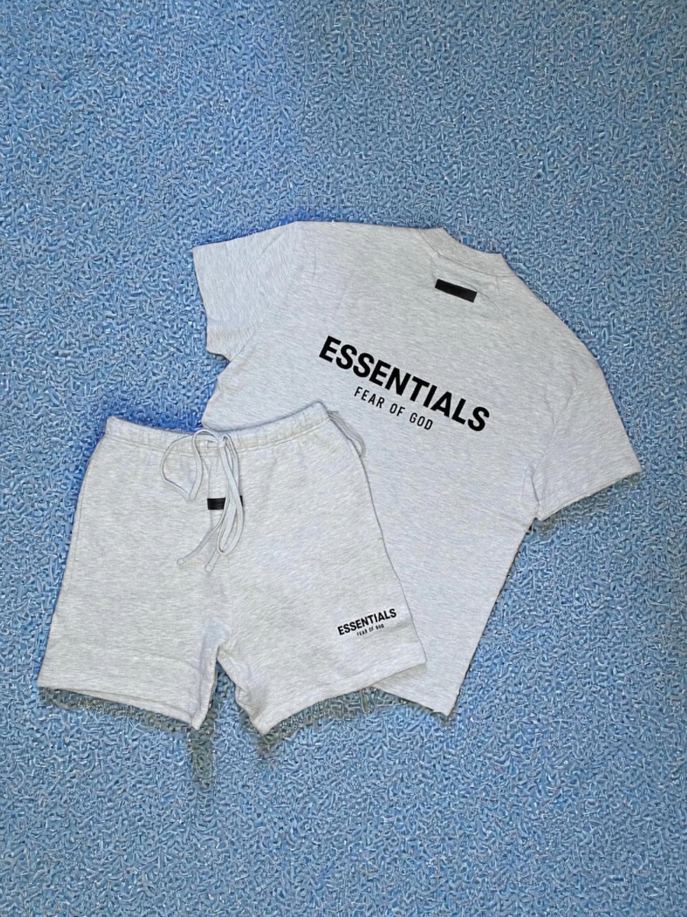 Essentials Light Oatmeal Gray Tee & Shorts Set Size S